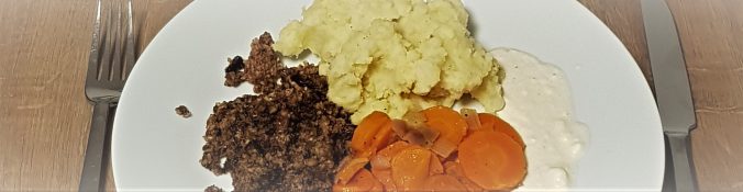 Ausschnitt einer Portion Haggis, Neeps and Tattis